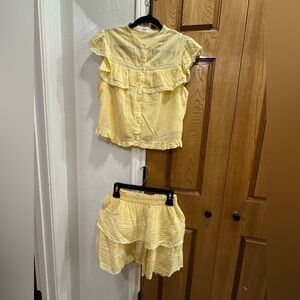 Talulah butter yellow ruffled Top and Skirt Set. Top size M. Skirt size S.